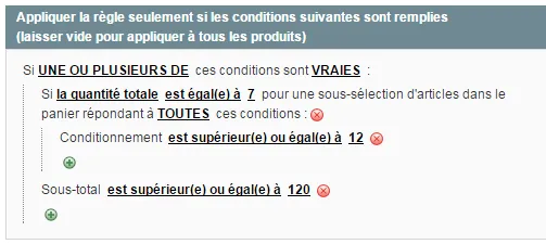 exemple conditions filtres magento
