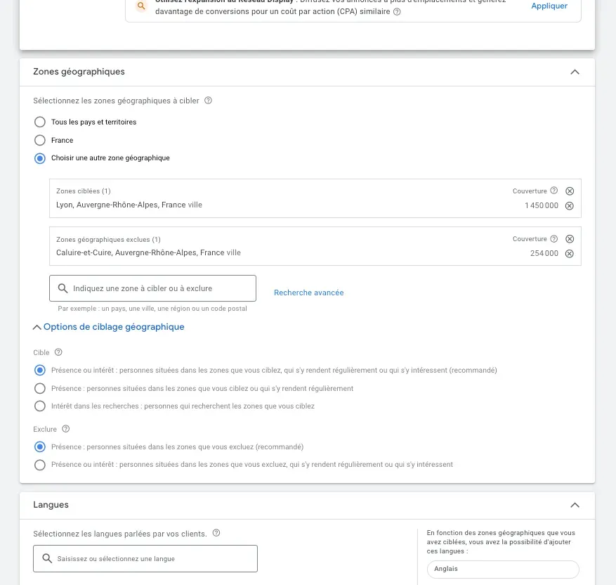 ciblage par zones géographiques