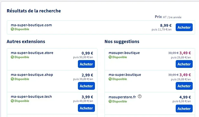 Nom de domaine shopify