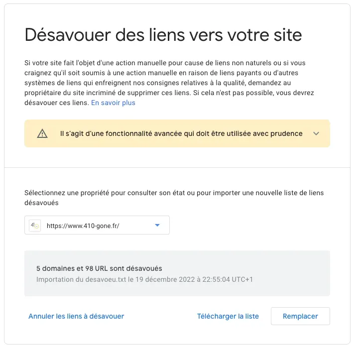 Comment faire un désaveu de liens ?