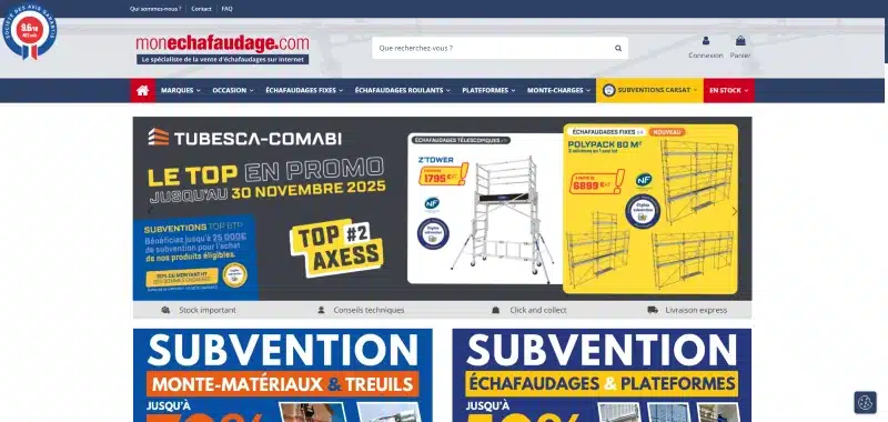 Page d'accueil boutique monechafaudage.com