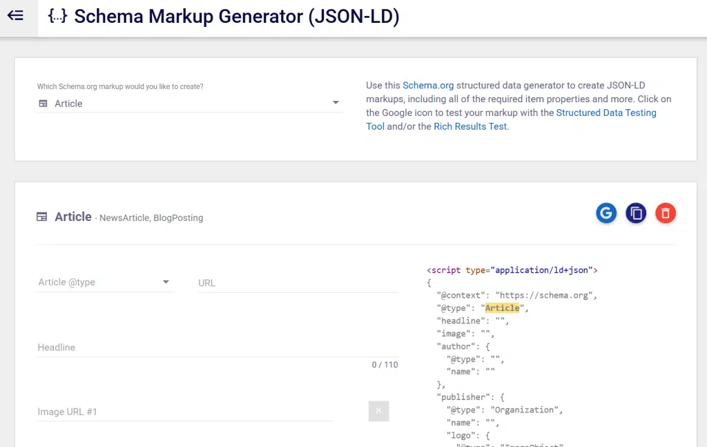 outil seo gratuit de génération de données structurées