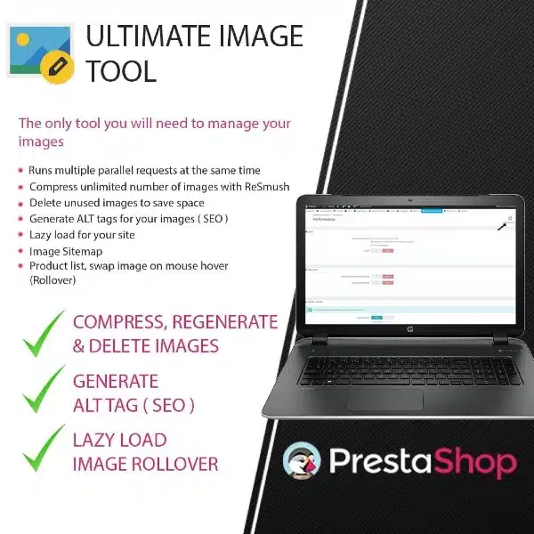 Module SEO prestashop Image: WebP, Compression, Régénération