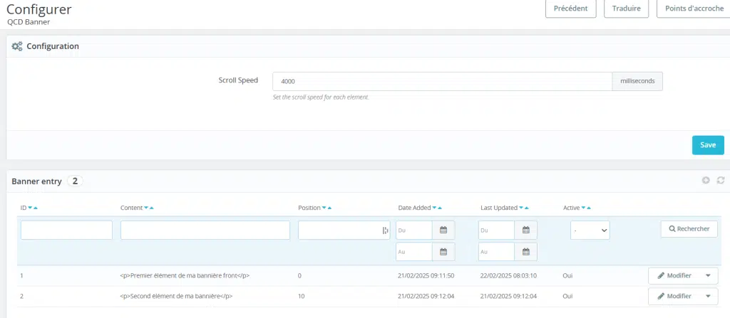 module prestashop QCD Banner configuration