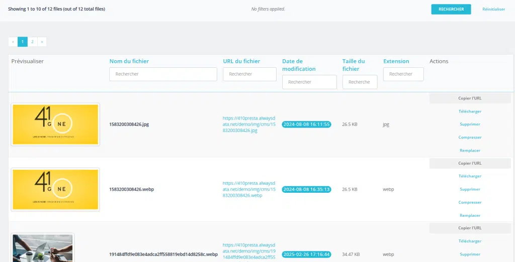 gestion des images sur votre prestashop