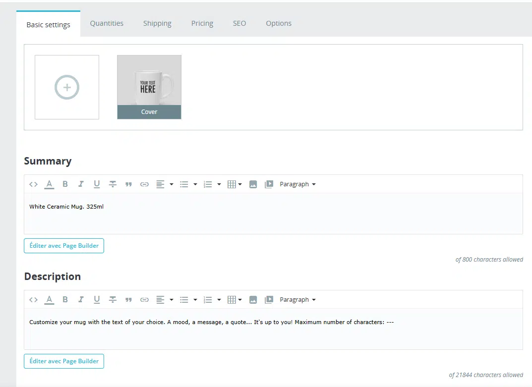 module prestashop QCD page builder integration fiches produits