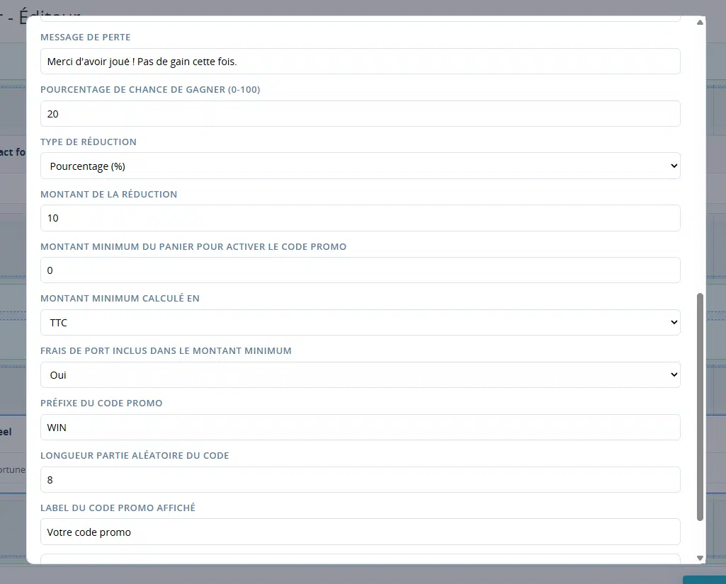module prestashop QCD page builder configuration de la gamification