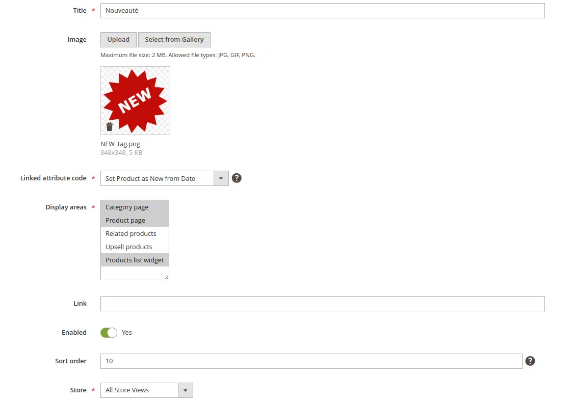 Configurer les pictos dans sa boutique Magento