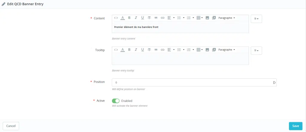 module prestashop QCD Banner edition
