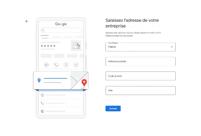 Saisissez l'adresse de votre entreprise