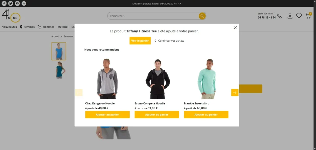 Pop-up cross selling